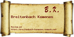 Breitenbach Kemenes névjegykártya